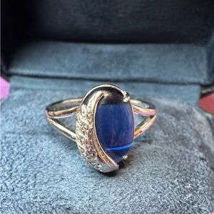Elegant Blue Stone Silver Ring